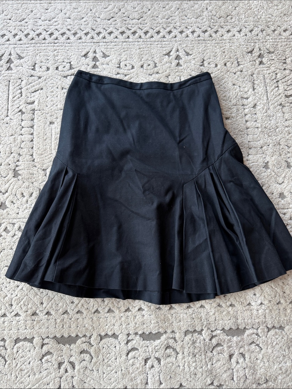 RED Valentino Black Flared Skirt with Pleated Panels